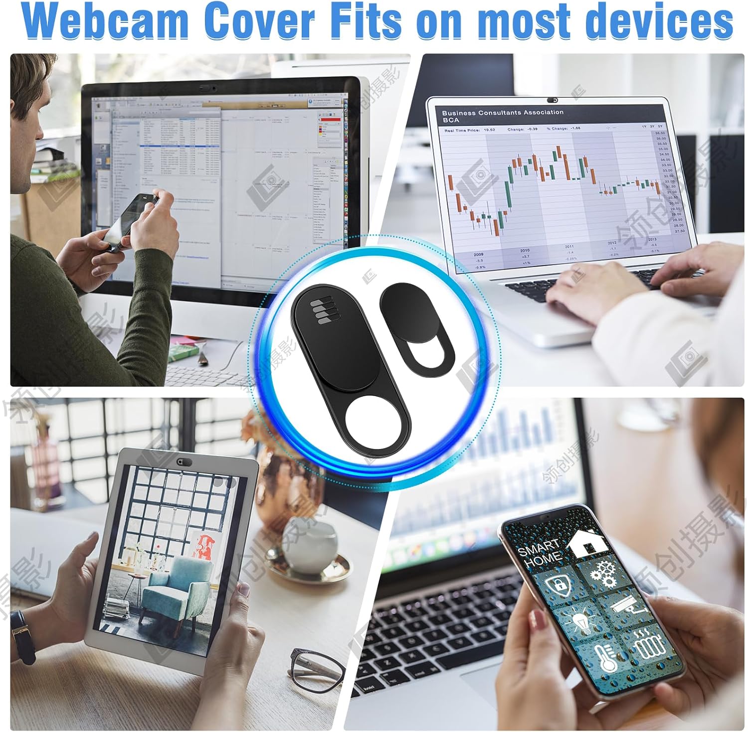 Laptop Camera Cover Slide,3 Large+3 Small Ultra Thin Webcam Cover for Laptop,Computer,Tablet,Apple Devices and Tesla Model 3/Y Interior Cabin Camera,Web Cam Blocker Protect Your Privacy