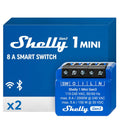 Shelly 1 Mini Gen3 | WiFi Smart Switch Relay 1 Channel 8A | Home Automation | Bluetooth Gateway | Compatible with Alexa & Google Home | iOS Android App | No Hub Required | Dry Contacts (2 Pack)