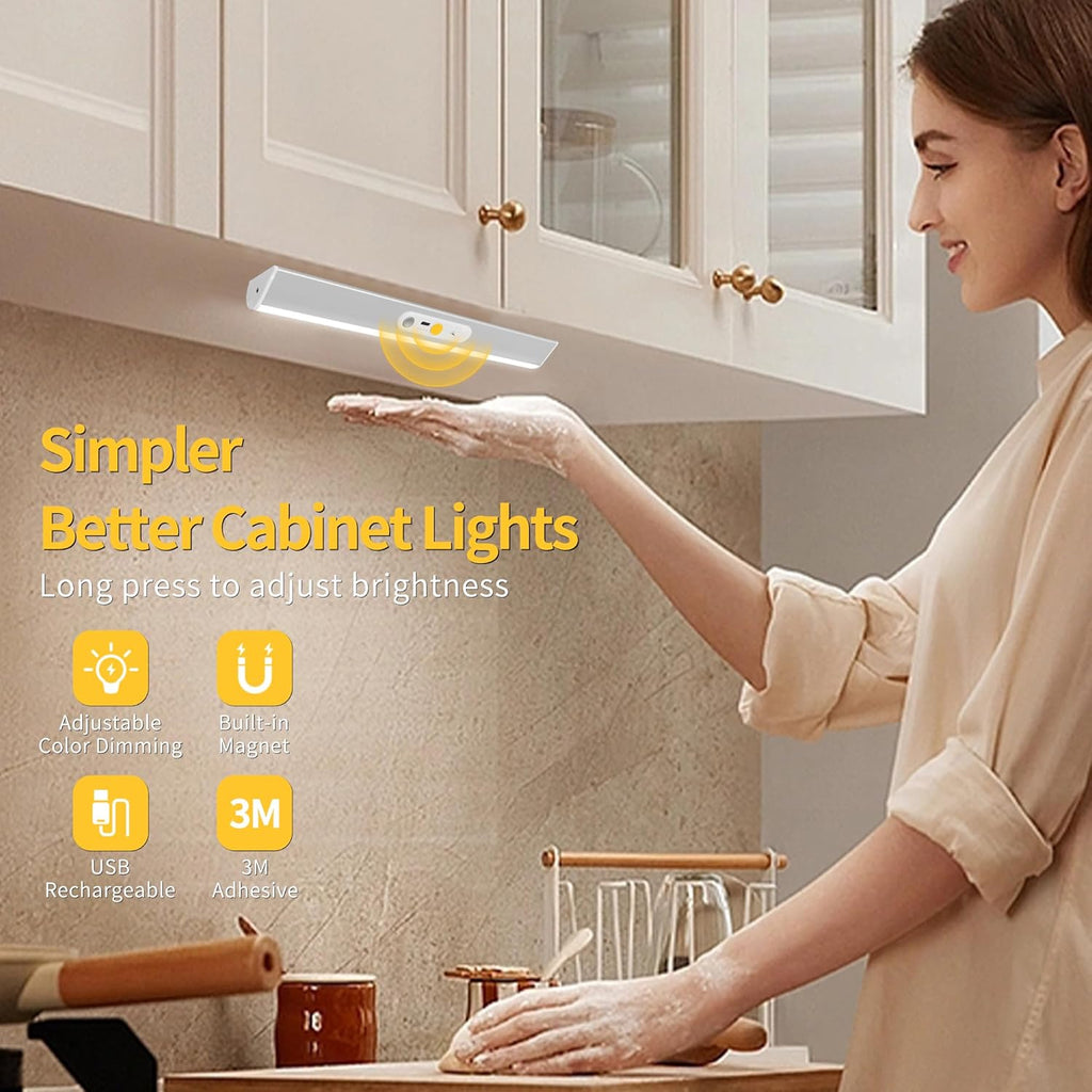 Closet Lights Motion Sensored with Eye-Protection Design, Rechargeable LED Wardrobe Lighting with Remote and Magnetic,120 LED 4000 mAh Cabinet Light Battery Operated for Pantry Wardrobe, 24inch