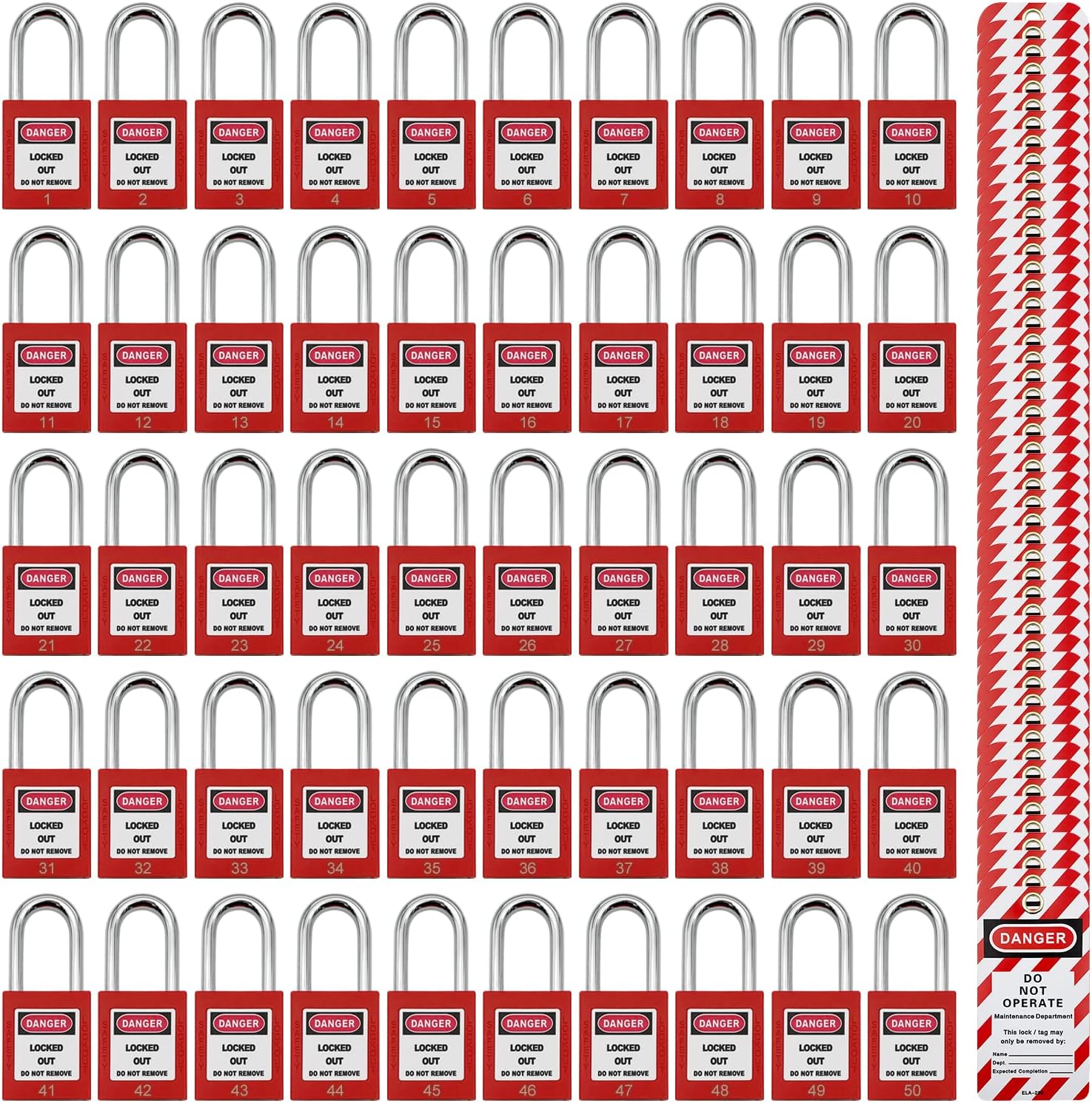 Lockout Tagout Locks, Safety Padlock, Loto Locks Keyed Differently Lock Out Tag Out 50 pcs Safety Padlocks Plastic with 50 Lockout TagOut Tags Red