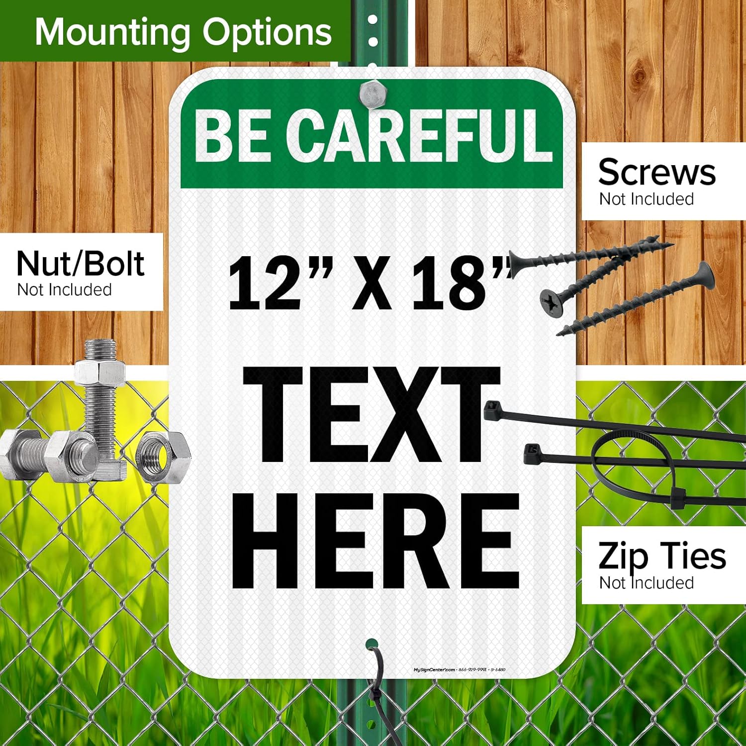 Custom Be Careful Sign, OSHA Sign, 12x18 Inches, 3M EGP Reflective, Rust Free .063 Aluminum, Fade Resistant, Made in USA by My Sign Center