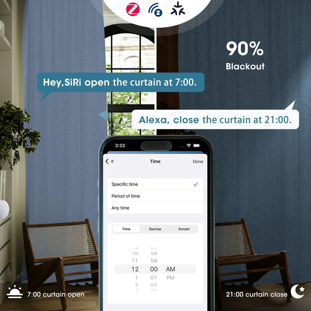 SmartWings Automatic Curtain Opener with Drapery, Motorized Vertical Blinds with Remote, Electric Closet Doors Sliding Panels Compatible with Alexa Google Homekit, 90% Blackout Sky Blue