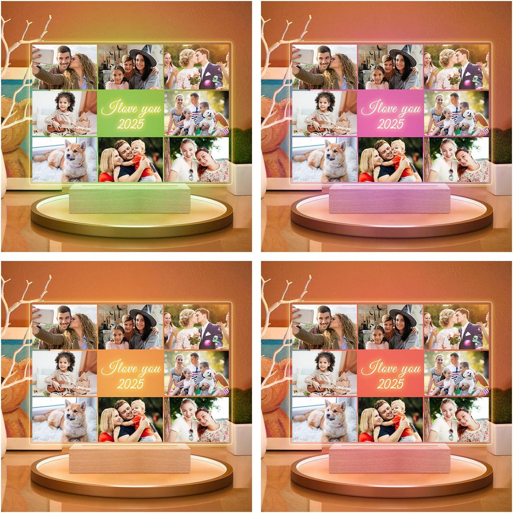 Custom Picture Frames with Photo, Personalized Photo Frame with Night Light, Customized Picture Frame, Personalized Christmas Birthday Gifts for Women, Men, Mom, Dad, Baby, Kid, Pet, Friend, Family