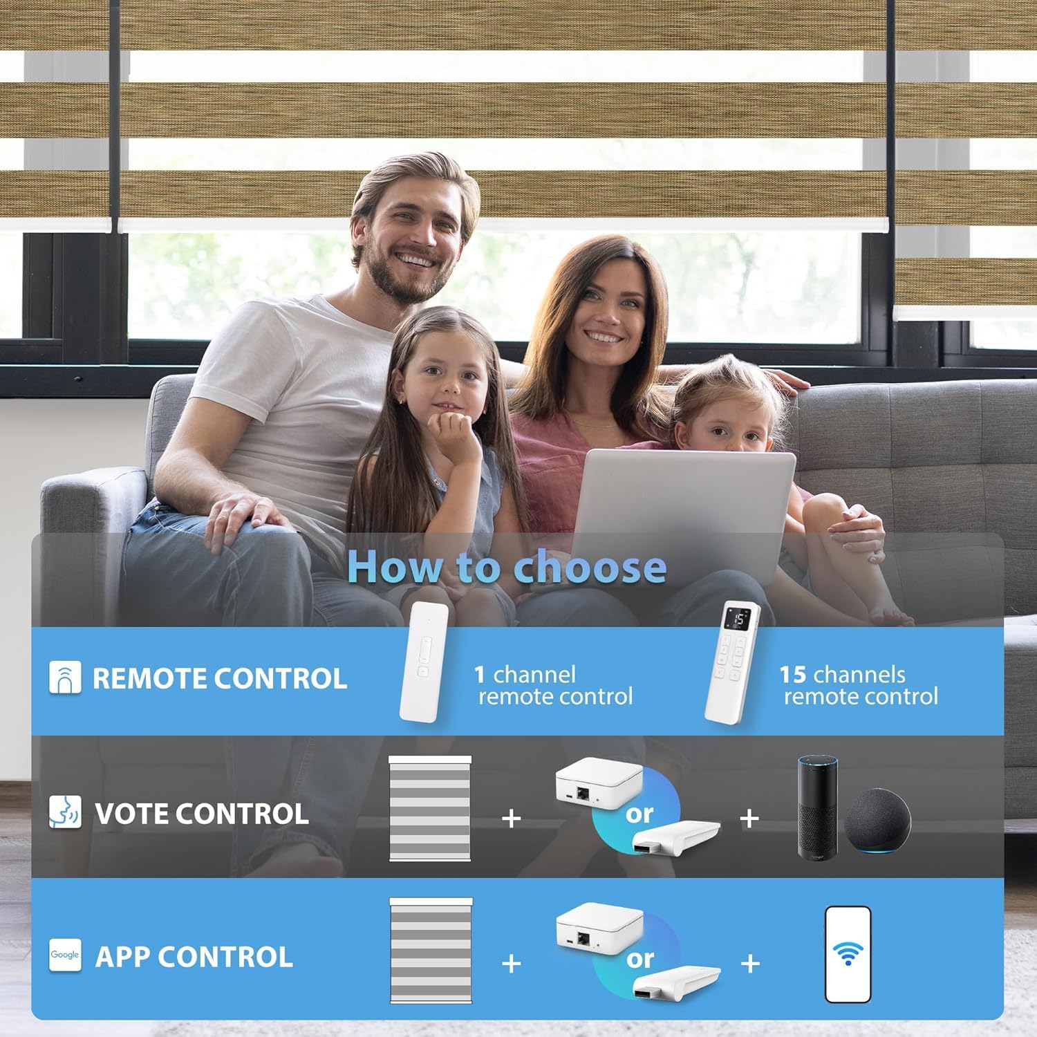 LazBlinds Motorized Zebra Roller Shades, Rechargeable Smart Blinds with Remote Control, Custom Size Light Filtering Dual Layer Roller Sheer Shades, Coffee Linen