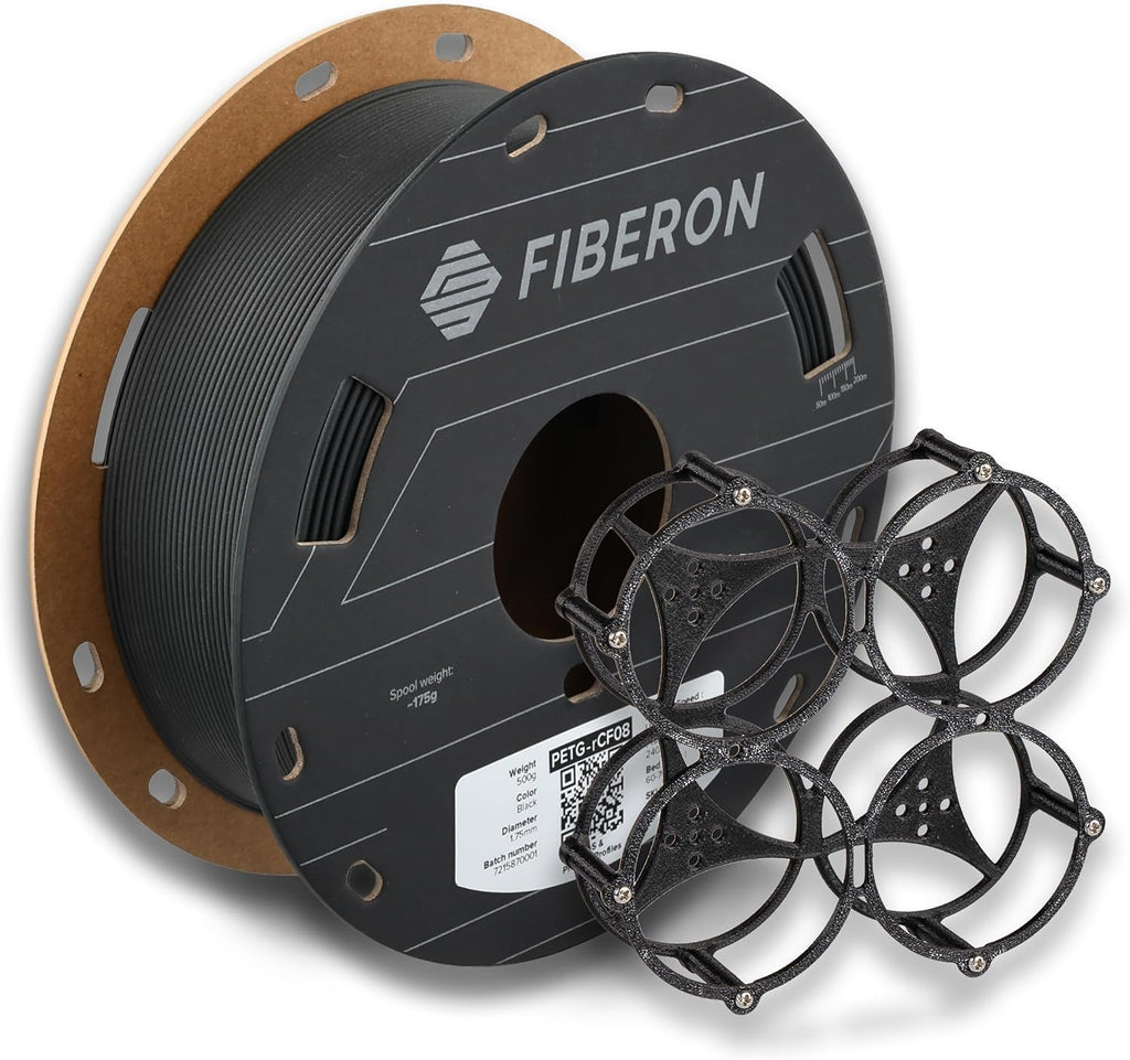 Polymaker Fiberon PETG-RCF Filament Black 1.75mm 0.5kg, Recycled Carbon Fiber Reinforced PETG 3D Printing Filament Ideal for Drone and Automotive Products