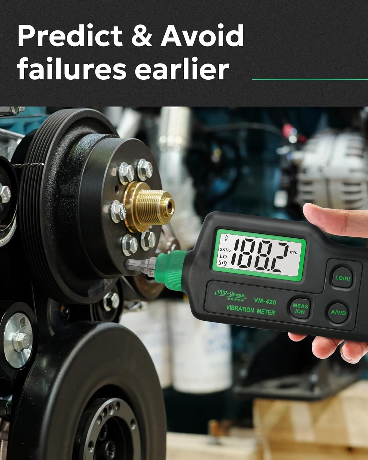 Vibration Meter VM-420 Digital Vibrometer Handheld Vibration Analysis Equipment Acceleration Velocity Displacement Measurement