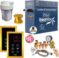 SteamSpa Executive 9 KW QuickStart ACU-Steam Bath Generator Package with Built-in Auto Drain and Install Kit in Polished Gold | Steam Generator Kit with Dual Control Panel Steamhead 240V | EXT900GD-A