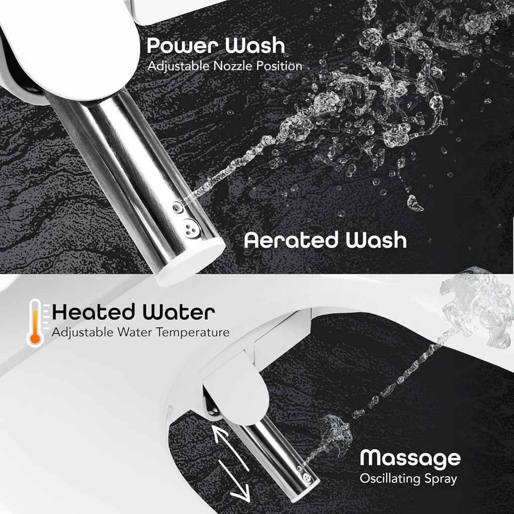 BidetMate 3000 Series Electric Heated Bidet Smart Toilet Seat with Unlimited Heated Water, Side Control Panel, and Adjustable Warm Air Dryer - Self-Cleaning - Fits Elongated Toilets
