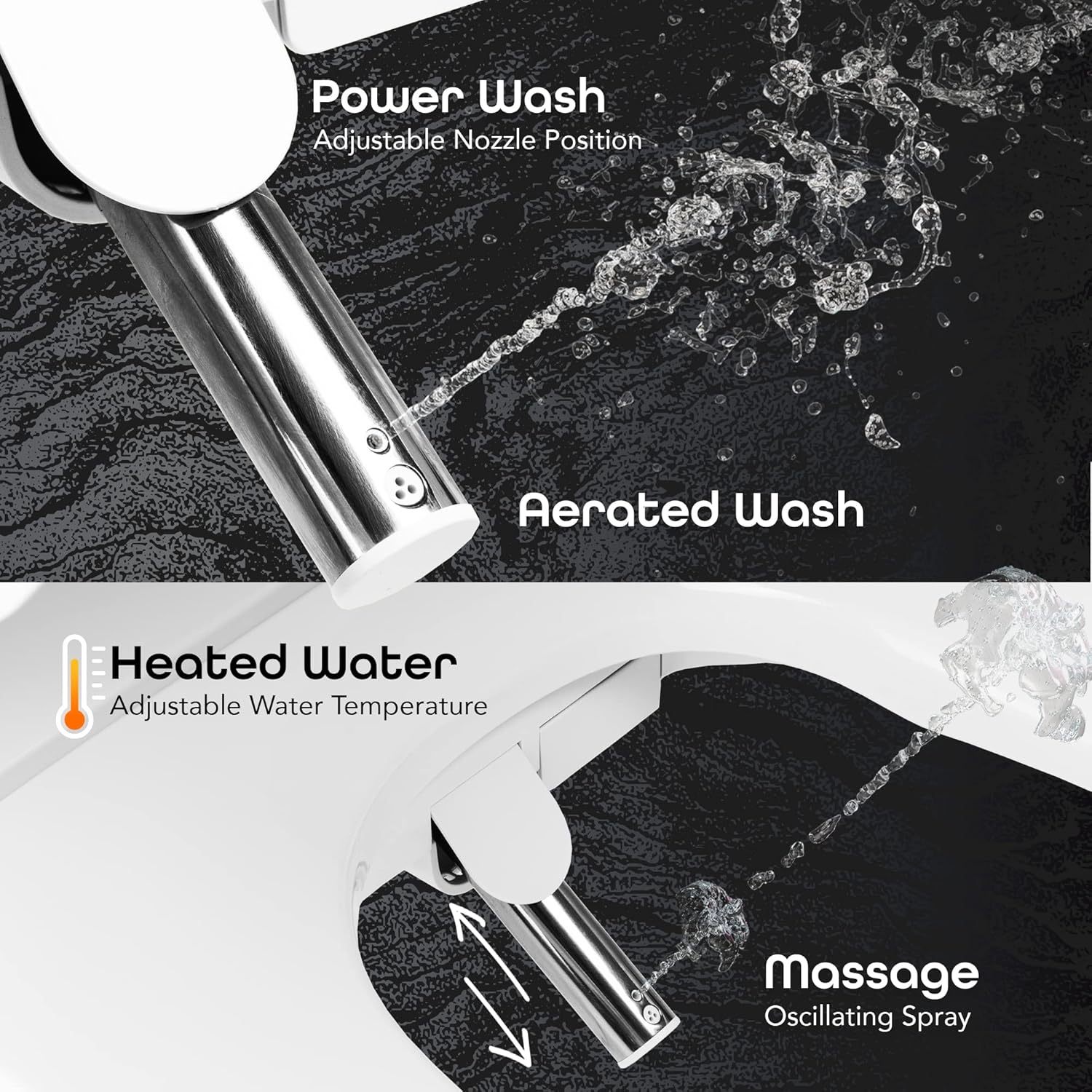 BidetMate 3000 Series Electric Heated Bidet Smart Toilet Seat with Unlimited Heated Water, Side Control Panel, and Adjustable Warm Air Dryer - Self-Cleaning - Fits Elongated Toilets
