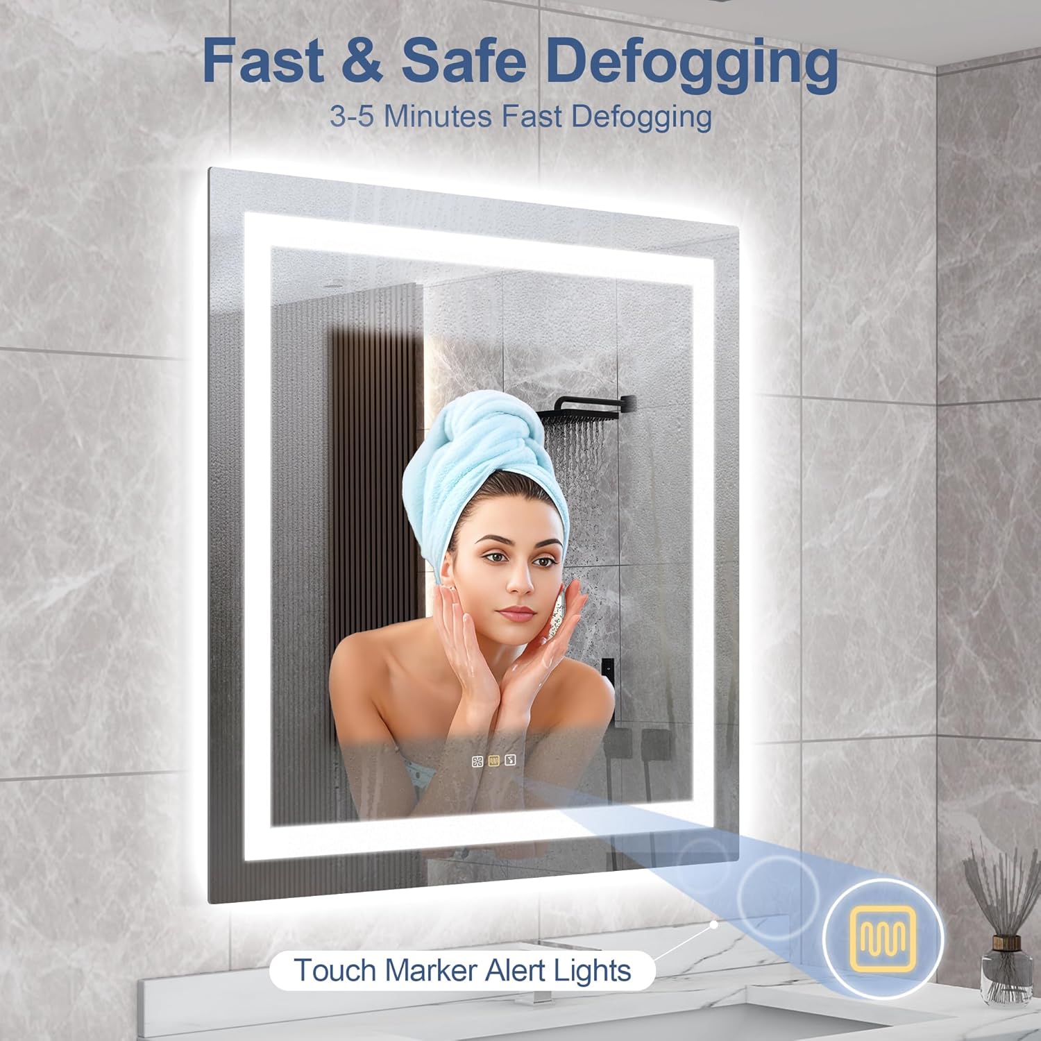 STARLEAD Led-Bathroom-Mirror-with-Lights, 36"x36" Wall-Mounted with 3 Colors Dimmable Light, Bluetooth Speaker, Anti-Fog, Memory, Tempered Glass, Front & Backlit (Horizontal/Vertical)