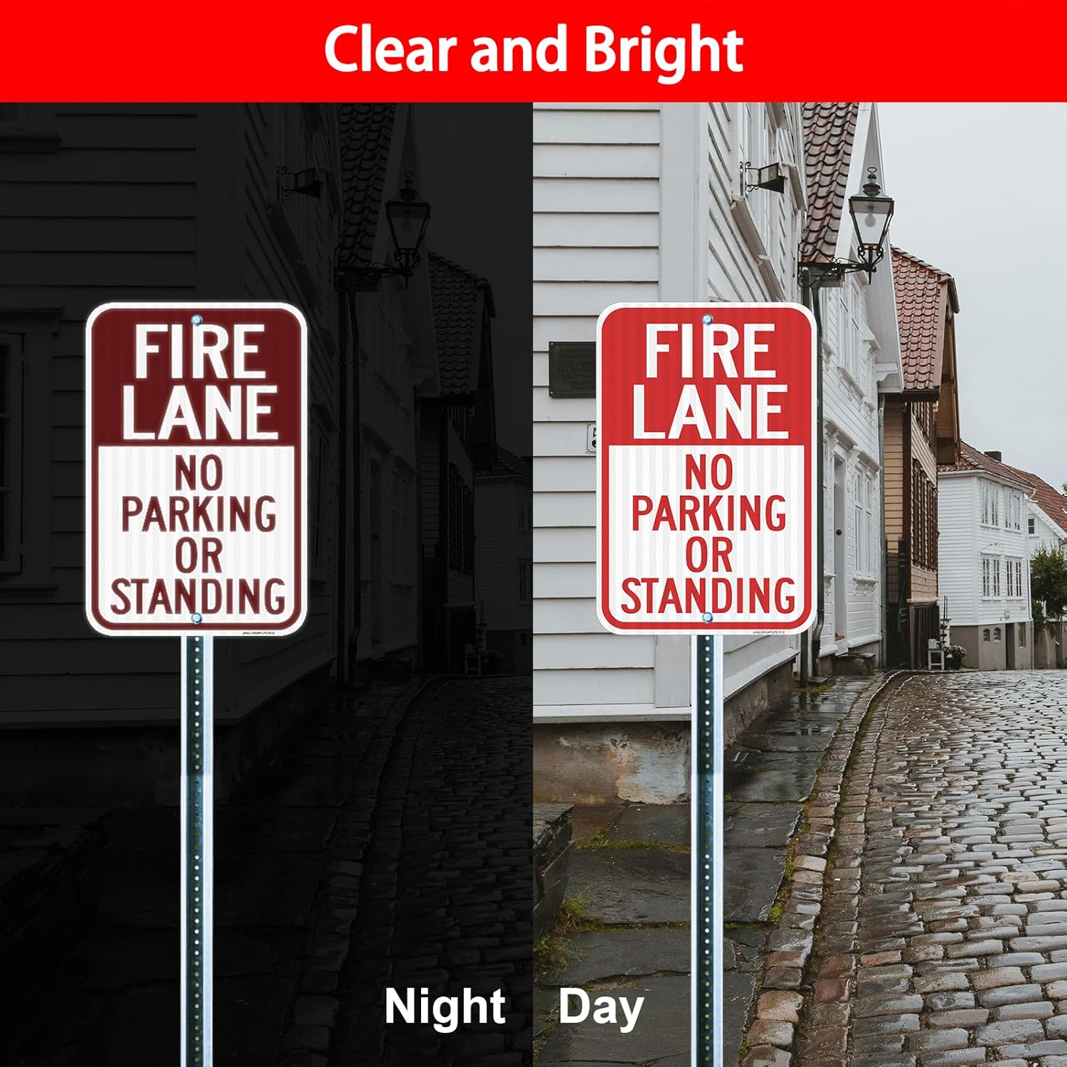 2 Pack- Fire Lane No Parking Or Standing Sign, 18" x 12" Heavy-Duty Aluminum Fire Lane Sign, UV Protected, Reflective, Weather Resistant, Waterproof, Durable Ink, Easy to Mount