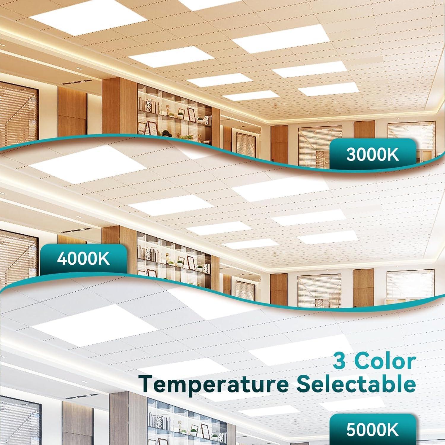 4 Pack 2x4 LED Flat Panel Light with Emergency Battery Backup, Up to 1.5H of Power Support at 8W Output, 0-10V Dimmable, 3000K/4000K/5000K, 30W/40W/50W Selectable, UL & ETL