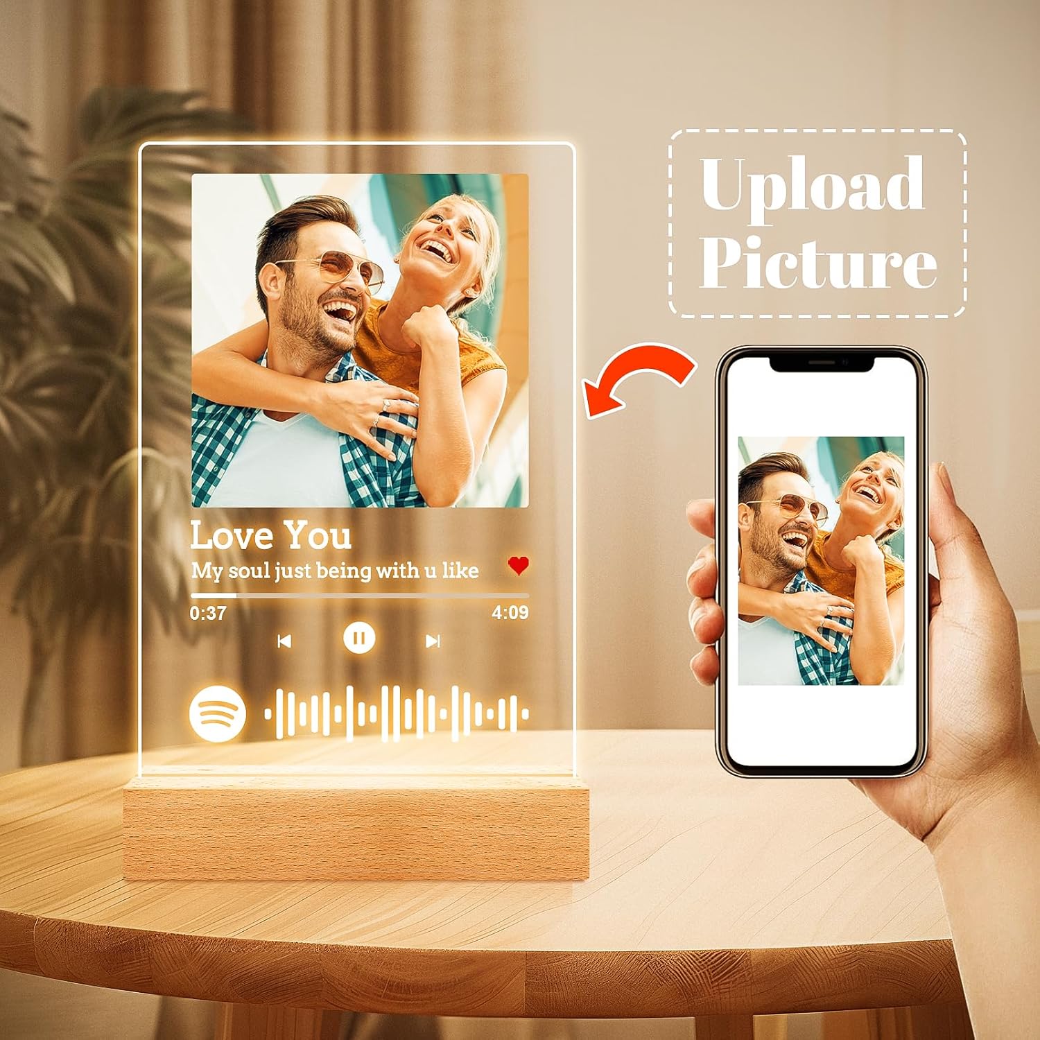 Custom Spotify Plaque, Customized Acrylic Song Plaque Photo Frame, Personalized Picture Frame, Personalized Anniversary Birthday Valentines Day Gifts for Women Men Her Him Girlfriend Boyfriend Couple