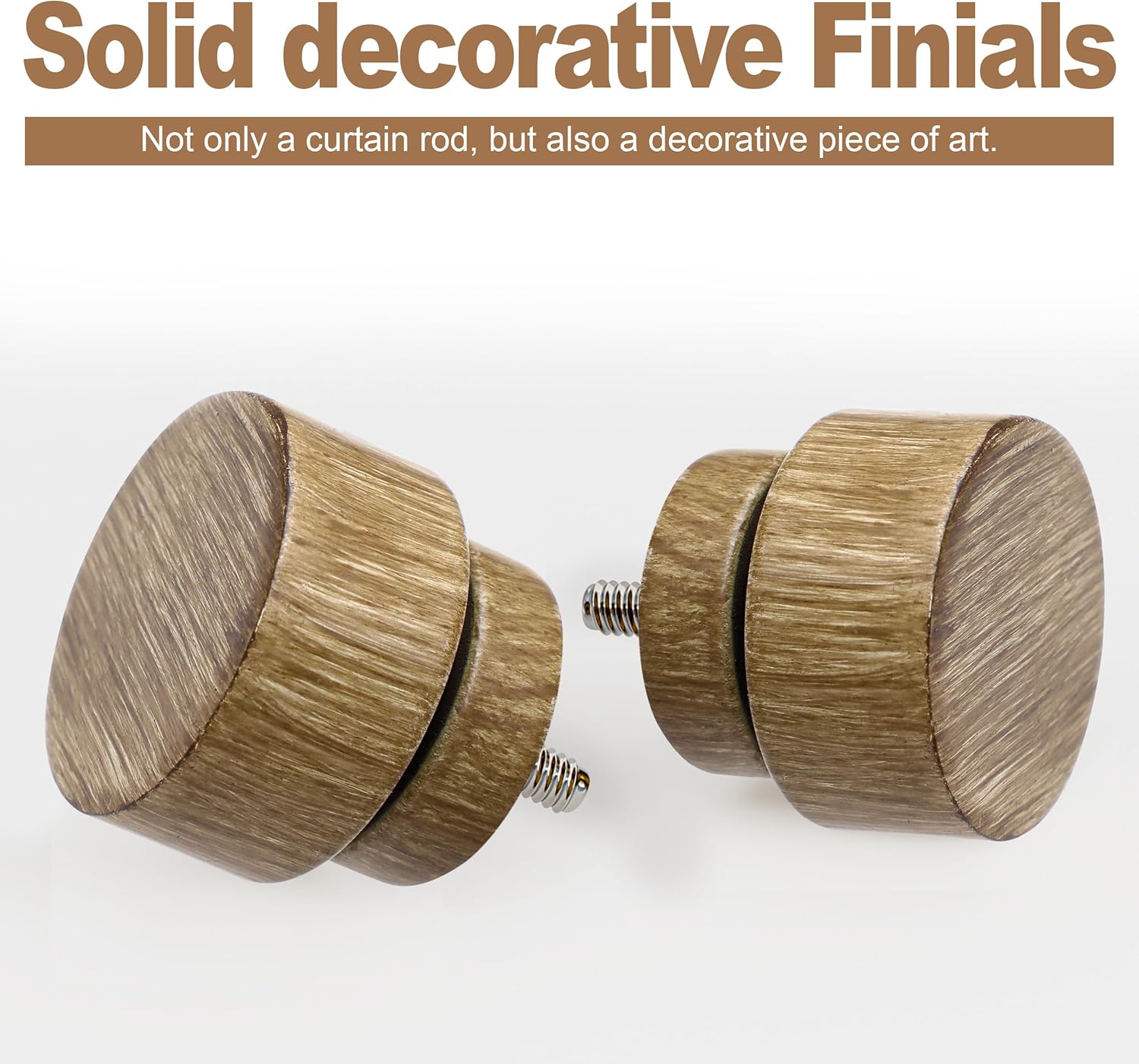 Weathered Wood Grain Curtain Rods for Windows 48 to 84 Inches 1" Diameter Boho Decorative Heavy Duty Window Curtain Rod Adjustable with Solid Finials for Living Room Bedroom Kitchen Farmhouse Outdoor
