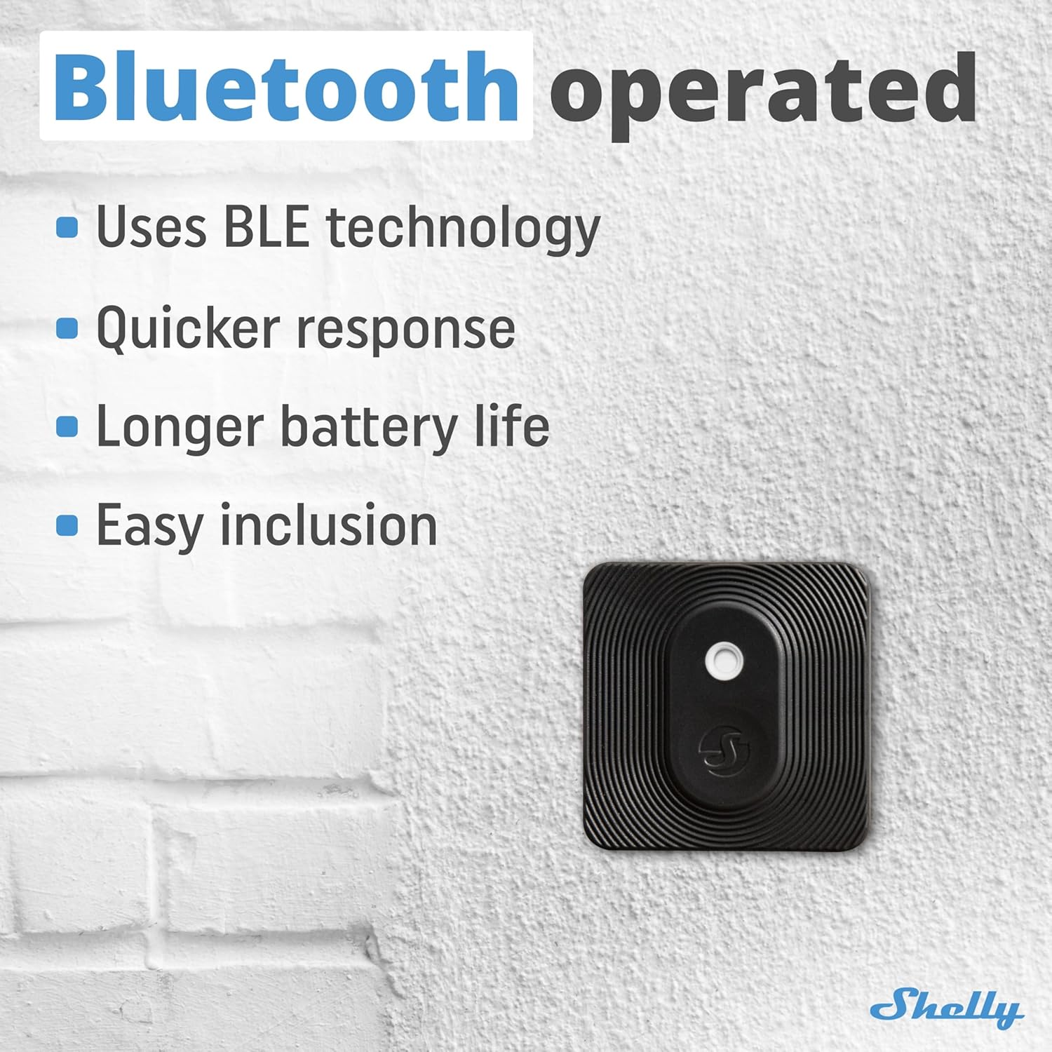 Shelly Bluetooth Smart Temperature & Humidity Sensor with Remote App Control & Monitoring, Home Assistant, Alexa, Google Home, Smart Scenes, IP54, Notification Alerts, Blu H&T Black