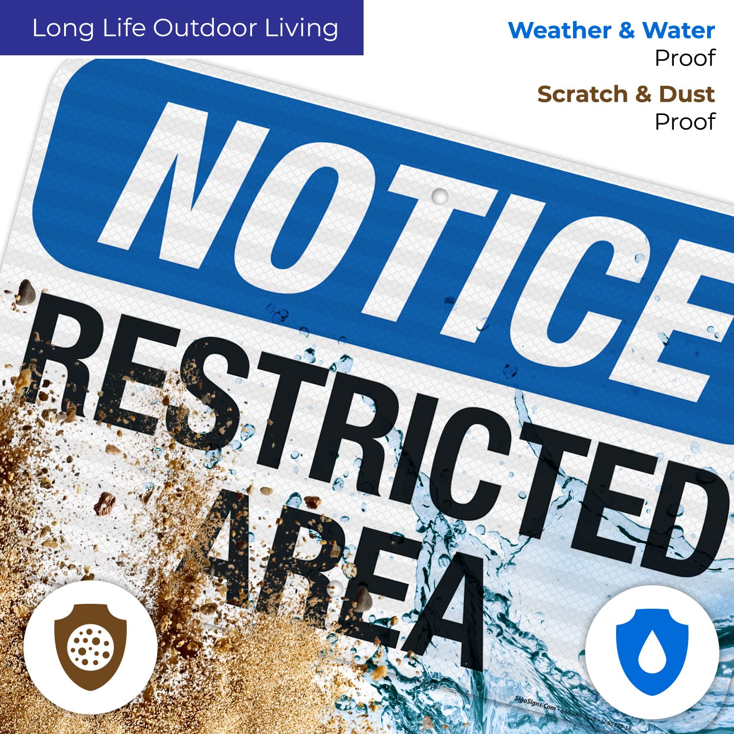 Notice Restricted Area Sign, 12x18 Inches, 3M EGP Reflective .063 Aluminum, Fade Resistant, Made in USA