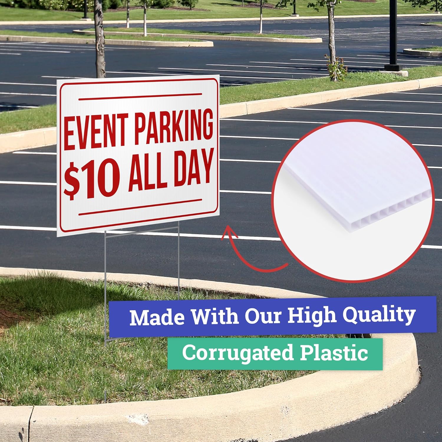 100 pack 24x18" Double Sided Customizable Outdoor Yard Sign made from Corrugated Plastic with Metal "H" Stake, Easy to Design, Sign for Business, Garage or Yard Sale, Home, Office, (24" x 18" - Qty 100)
