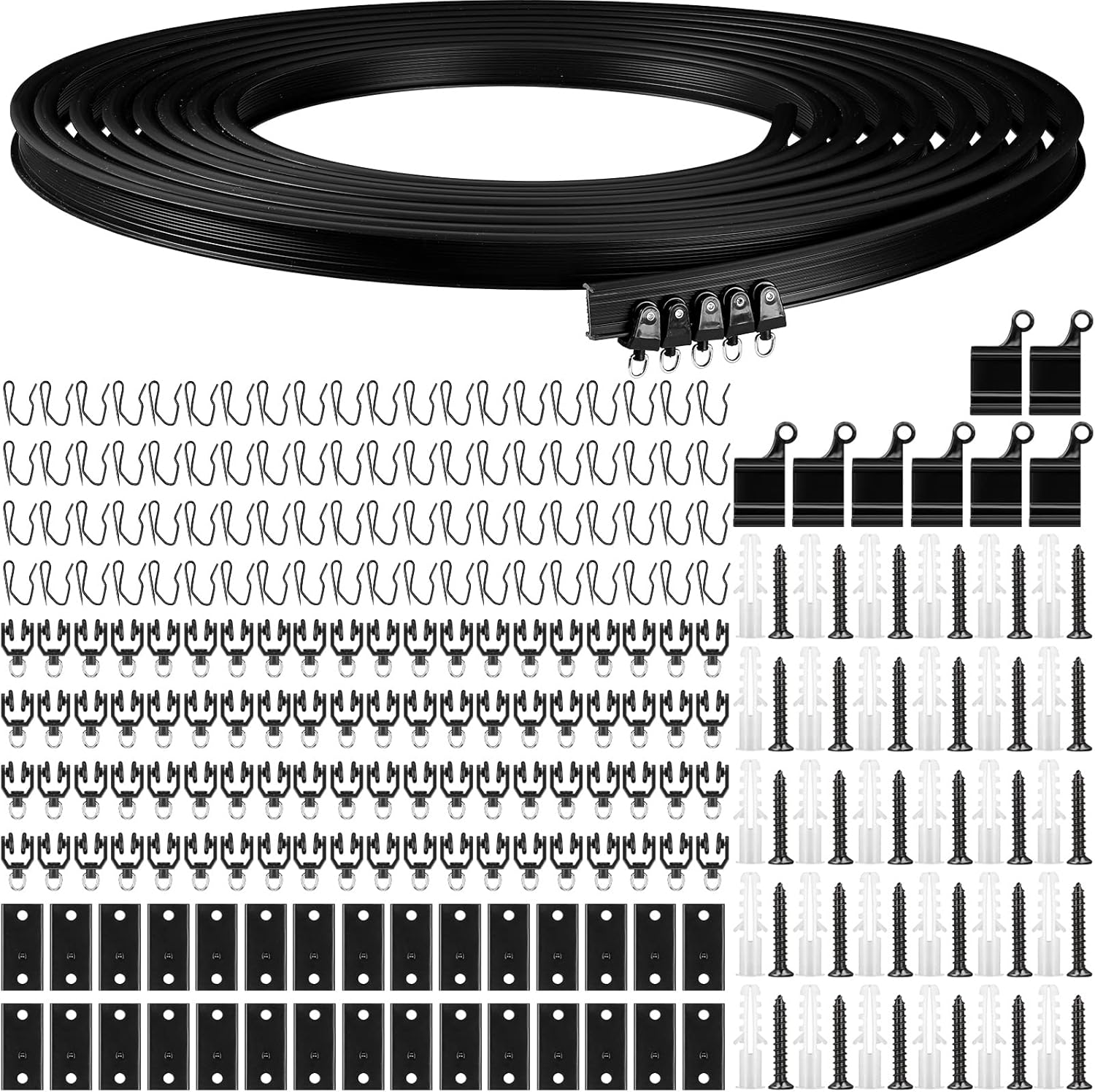 Jetec Curtain Tracks Ceiling Flexible Curtain Track Bendable Rail Curved Wall Mounted for Living Room Bedroom Divider Rod RV(10 Meter/ 32.8 Feet,Black)