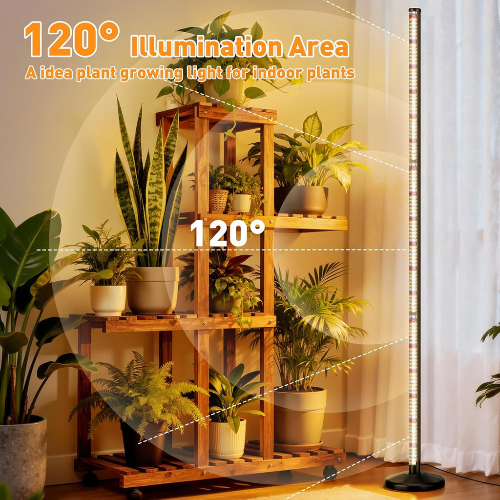 BlumWay 65 Inch Grow Lights for Indoor Plants,36W,660nm+3000K+6000K, 336 LEDs Full Spectrum LED Standing Plant Lights with 2 Timers and 10 Level Dimming Detachable Plant Growing Lamps for Greenhouse