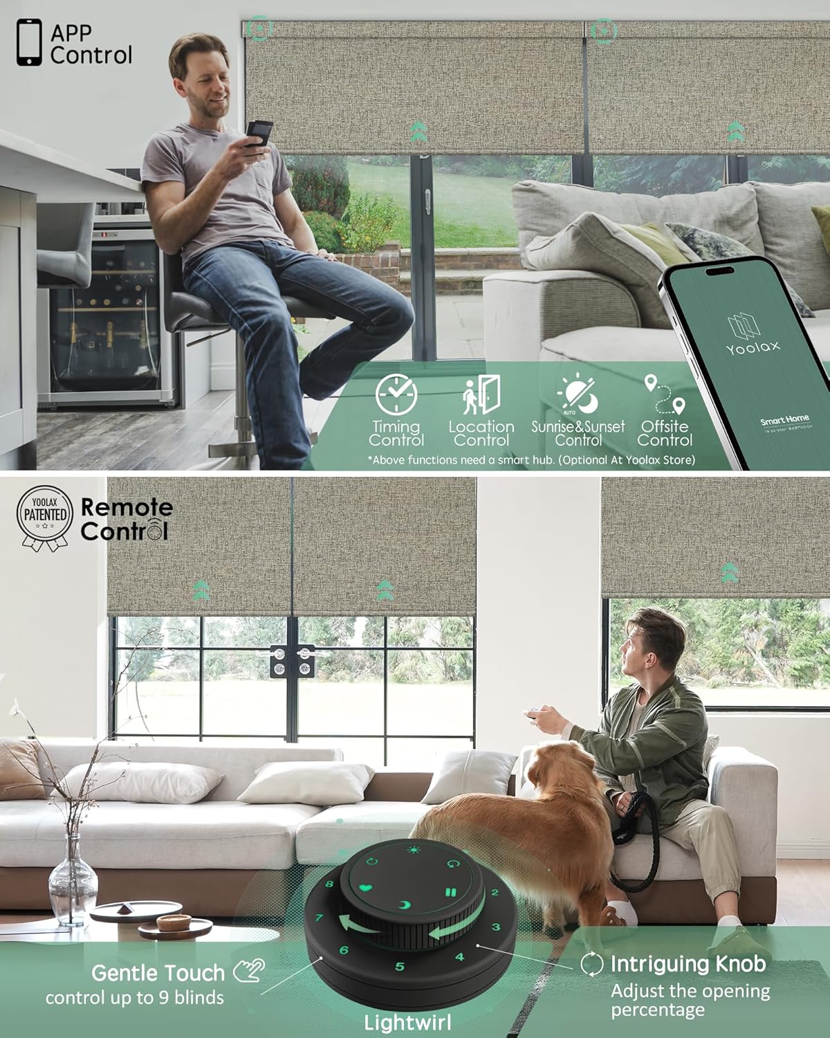 Yoolax Motorized Blinds with Remote, Smart Blinds for Windows Blackout Automatic Shades Compatible with Alexa Remote Control Roller Window Shades with Valance, Custom Size (V-Caramel Gold)