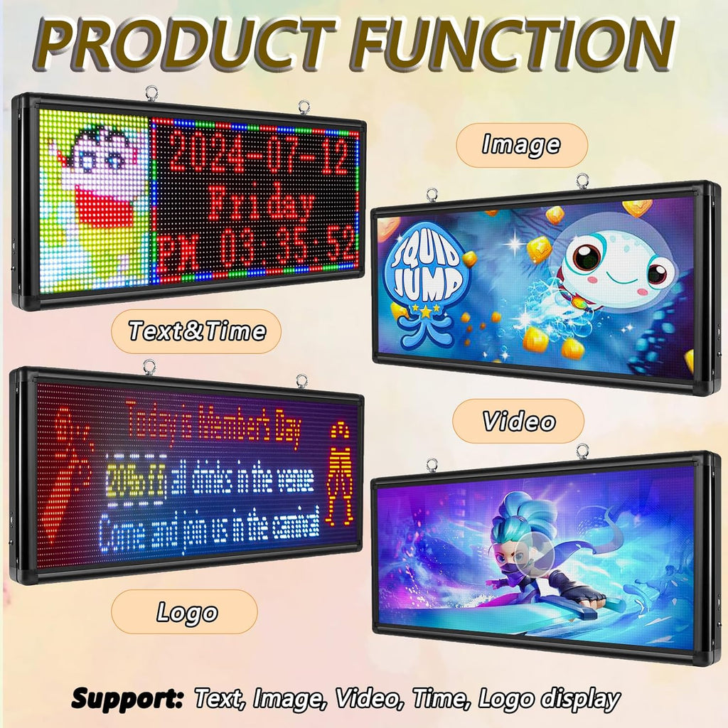 P6 Outdoor LED Scrolling Sign 40x18 inch - WiFi and USB Programmable LED Sign Advertising Display with HD Scrolling Text, Images & Video for Business