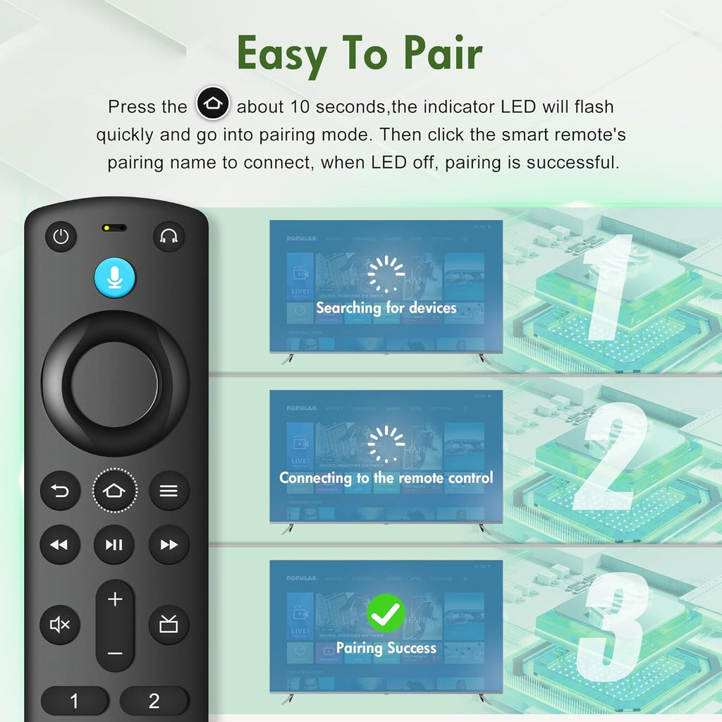 Replacement Voice Remote Control for Fire Series, for Smart TVs (3rd Gen), TV Stick (2nd/3rd Gen)/Lite/HD/Cube, 4K Max/4K (1st/2nd Gen), Fit for Insignia/Pioneer Hisense and TCL Smart TV