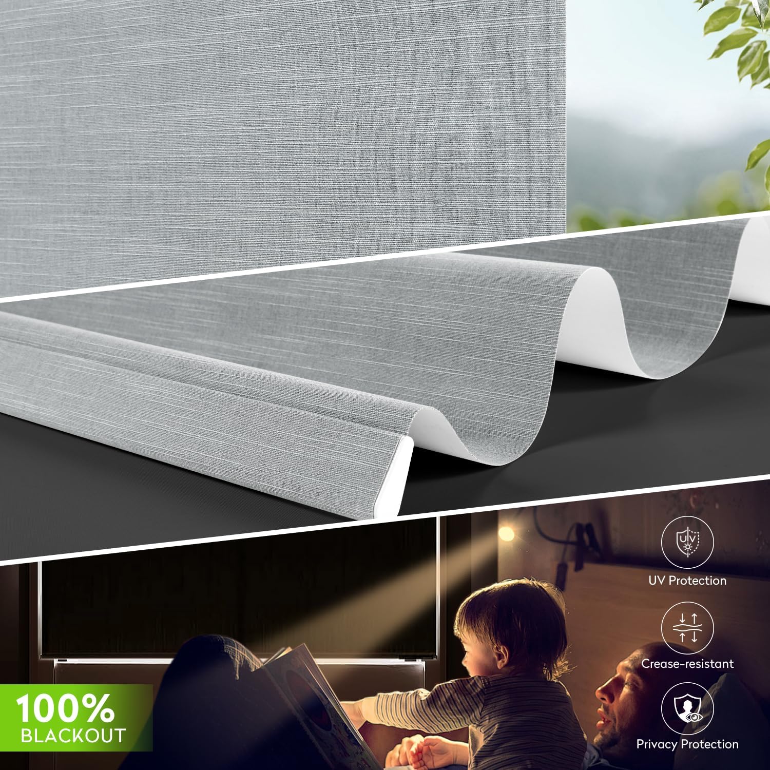 ZSTARR Motorized Blackout Roller Blinds with Remote Control,Rechargeable Smart Window Shades Compatible with Alexa Google via Hub,Fabric Wrapped Valance, Custom Size (Smoke Grey)