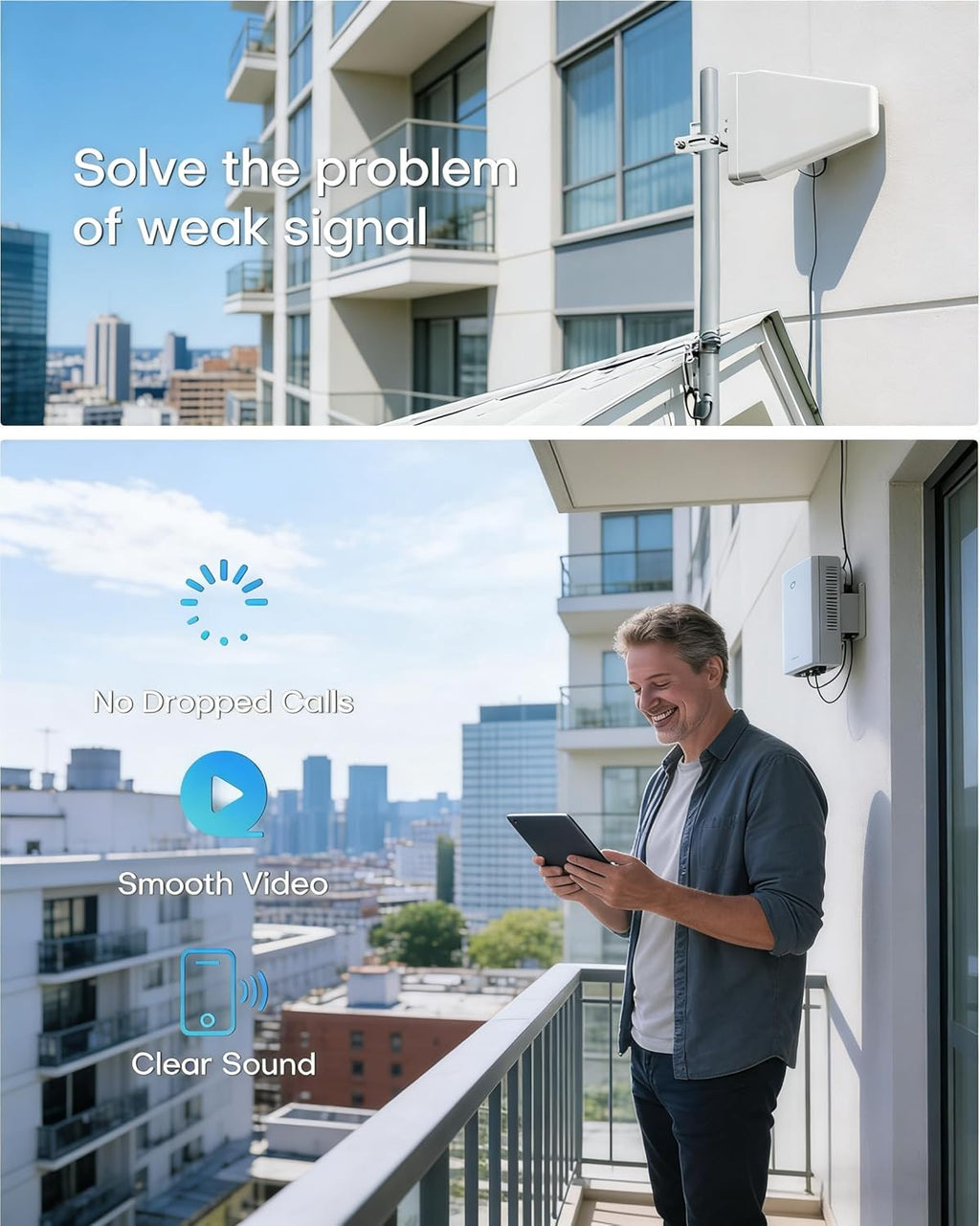 Cell Phone Booster for Home Office | Up to 2500 Sq Ft | Cell Phone Signal Booster Boosts 5G, 4G LTE for All U.S. Carriers—Verizon, AT&T, T-Mobile&More | App Support | FCC Approved