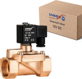 UNOX 1 1/4" NPT Solenoid Valve 12V DC, Brass Control Valve Normally Closed - 7-232 PSI Multi-Purpose Reliable Control Valve for Water, Air, and Gas - Solenoid Valves