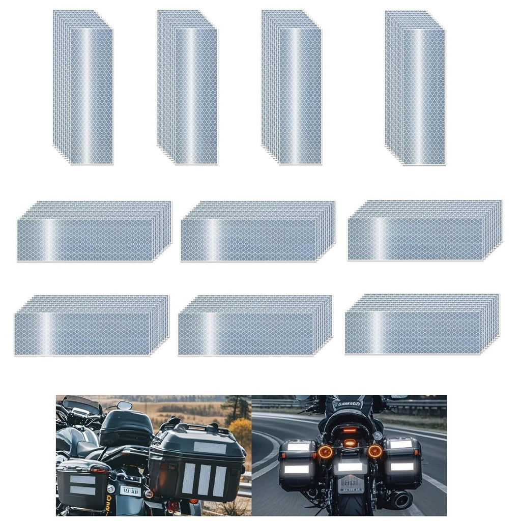 Non Fading White Reflective Stickers 2 inch X 6 inch, Outdoor Waterproof High Visibility Warning Safety Adhesive Reflector Tape (100 Pcs)