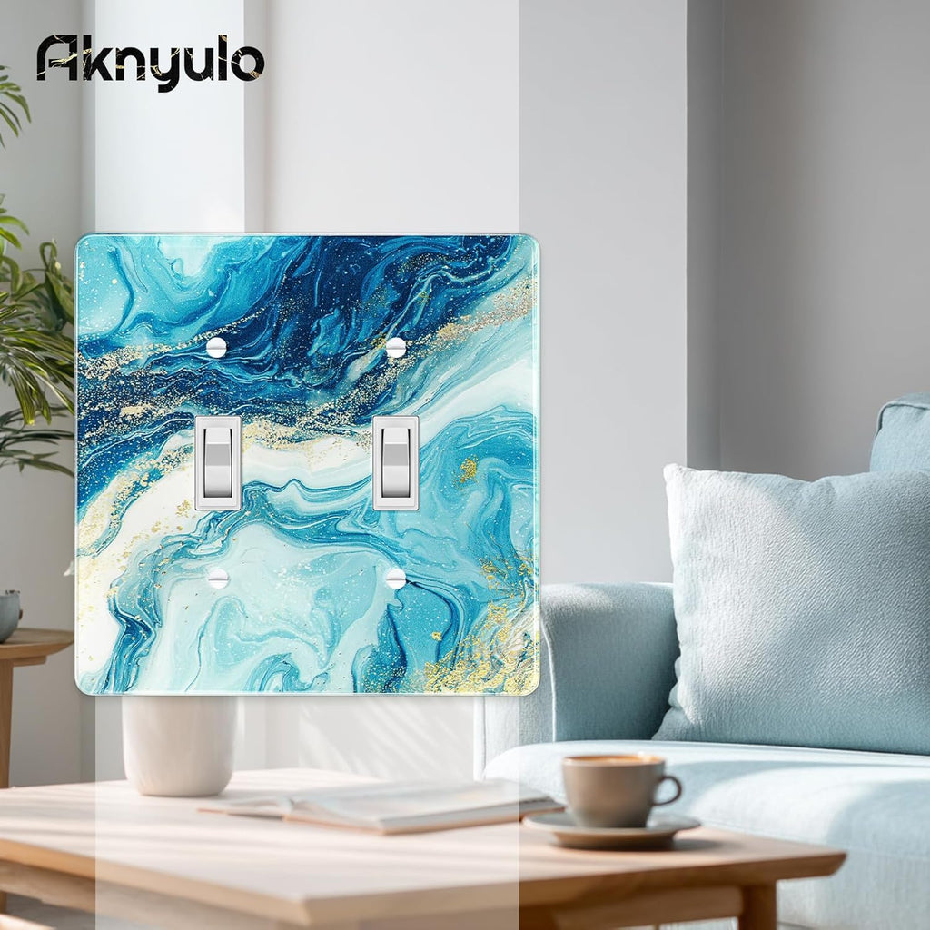 Elegant Marble Acrylic Light Switch Cover Decorative Double Rocker Wall Plate Light Switch Plate Cover