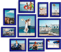 decorUhome Picture Frames Collage Wall Decor for Photo Gallery Display, Assorted Picture Frames set of 10 Including Two 8x10 / Four 5x7 / Four 4x6 for Family Wall Decor, Royal Blue, 10 Pack
