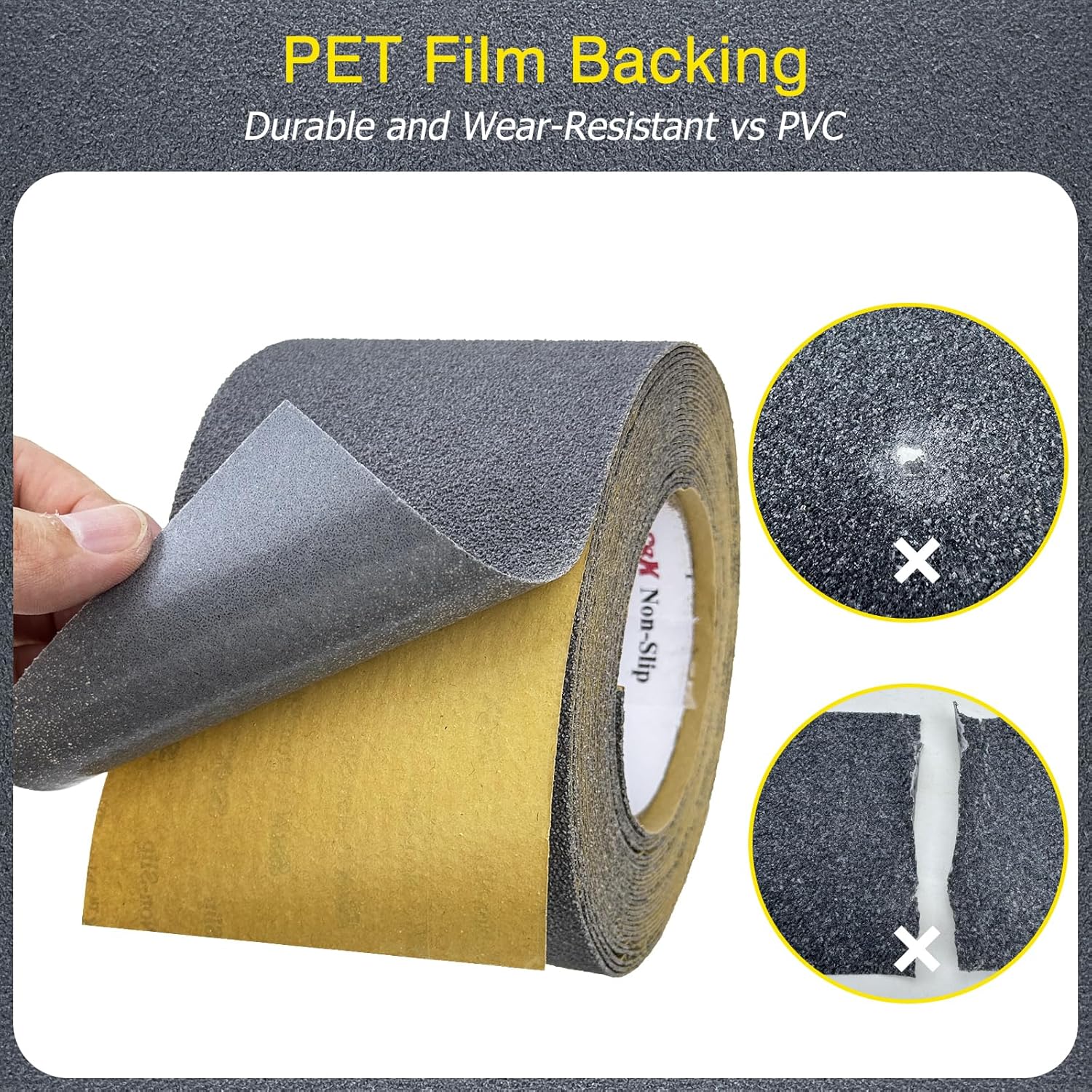 S&X Gray Anti Slip Traction Tape 4 Inch x 60 FT Roll, Grit 60 Ultimate Non-Slip Grip Tape for Outdoor Stair Treads Non Skid for Wooden Steps & Exterior Grips Waterproof, Extra-Durable, Long-Lasting