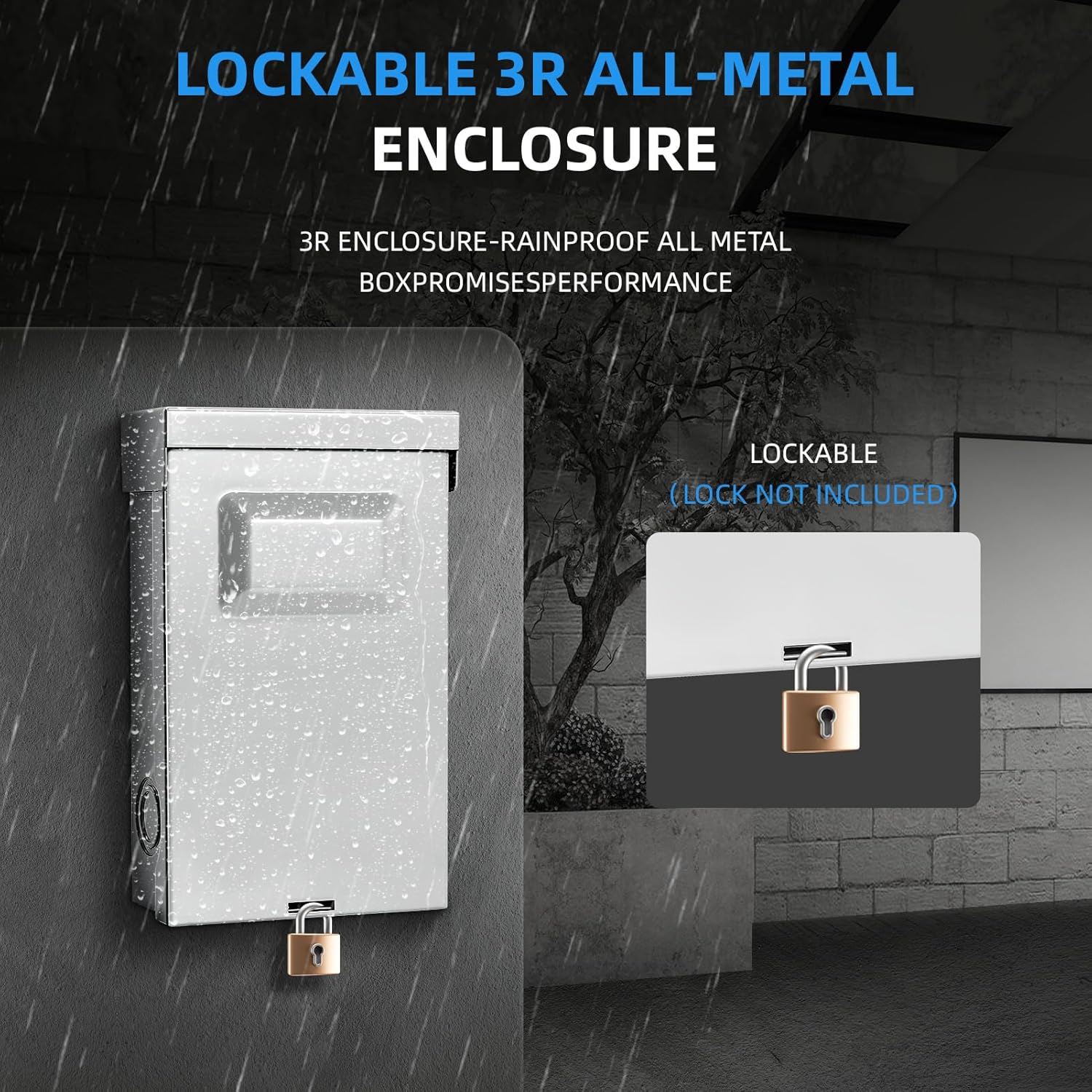 60 Amp AC Disconnect Switch Outdoor 120/240VAC Pull Out Switch Waterproof Metal Box for Air Conditioning Non-Fused