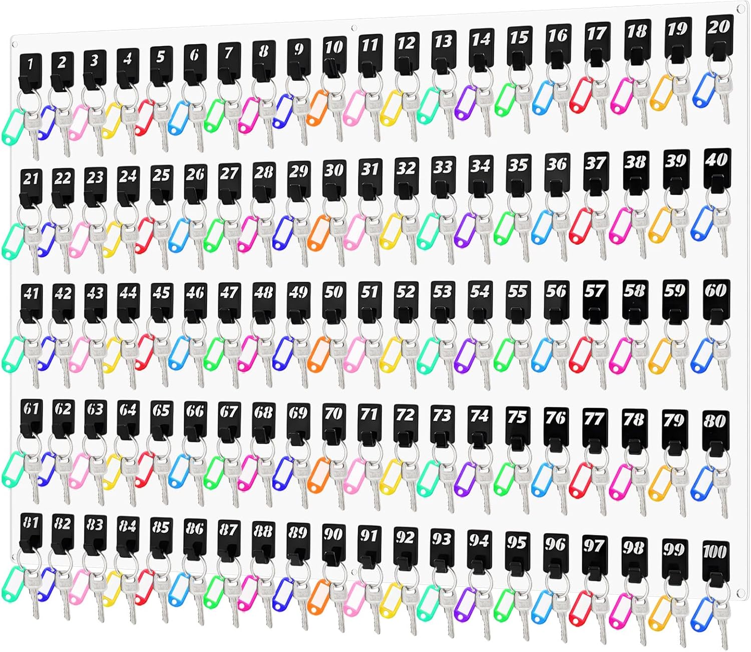 Acrylic Key Board with 100 No. Hooks Wall Mount Key Rack Holder Hanger Storage Collection for School, Garage, Car Dealer, Office, Hotel, Real Estate(Transparent)