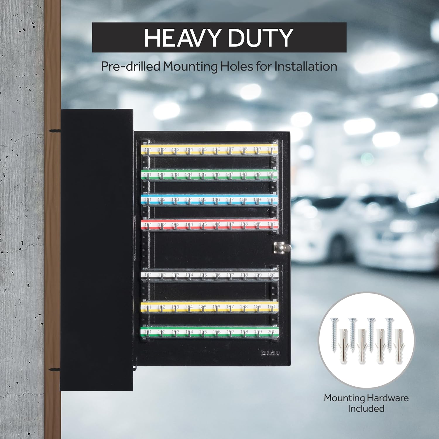 Durabox 200 Position Steel Key Cabinet - Organize and Secure Key Storage Lock Box with Numbered Hooks and Tags for Valets, Hotel, Office, Car Dealerships and More (K200) (Black)