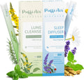 PUFFIAIR Day to Night Harmony Duo Herbal Diffuser Pen Set | Mullein and Melatonin Inspired Blends | Green Blue | 2 Count