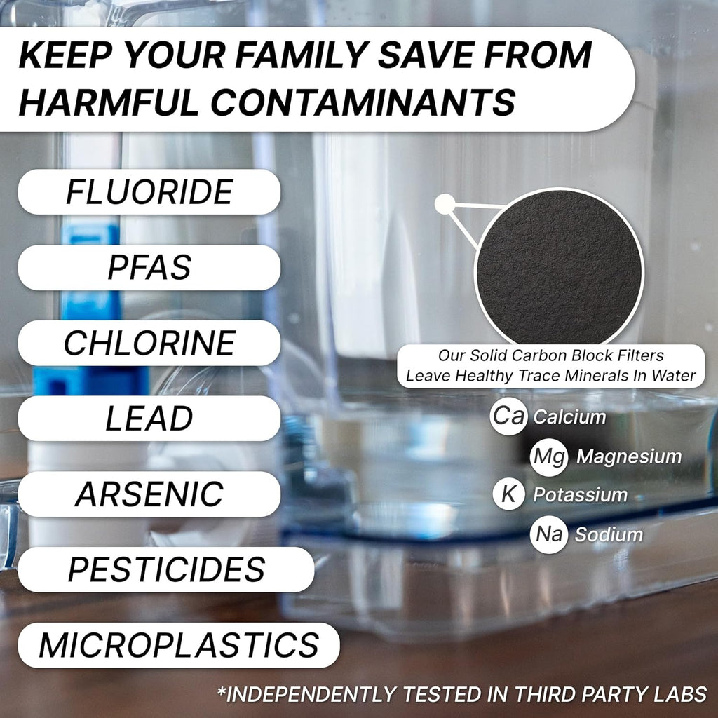 Epic Pure Countertop Water Filter Dispenser for Drinking Water. 36 Cup 150 Gallon Filter. BPA Free Removes Fluoride, Chlorine, Lead Water Purifier Large Water Jug Dispenser