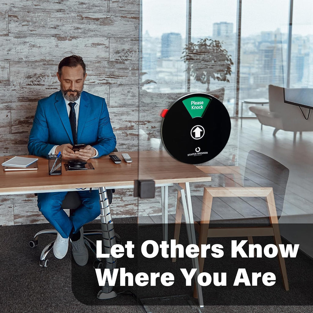 Do Not Disturb, In A Meeting, Working Remotely, Out Of Office, Please Knock, Back Soon Status Spinner Privacy Signs for Home Use