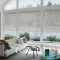 Yoolax Smart Blinds, Motorized Matter Solar Shades Flame Resistat Automatic Blinds for Windows Motorized Shades Compatible with Alexa, Google Home, Homekit (Solar-3% Openness Greyish White)