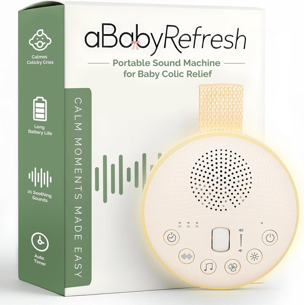 Colic Baby Relief White Noise Sound Machine - Rechargeable Sound Machine for Baby Gas Relief Newborn, Portable with Long Battery Life, 21 Soothing Sounds, Gentle Night Light & Auto Timer