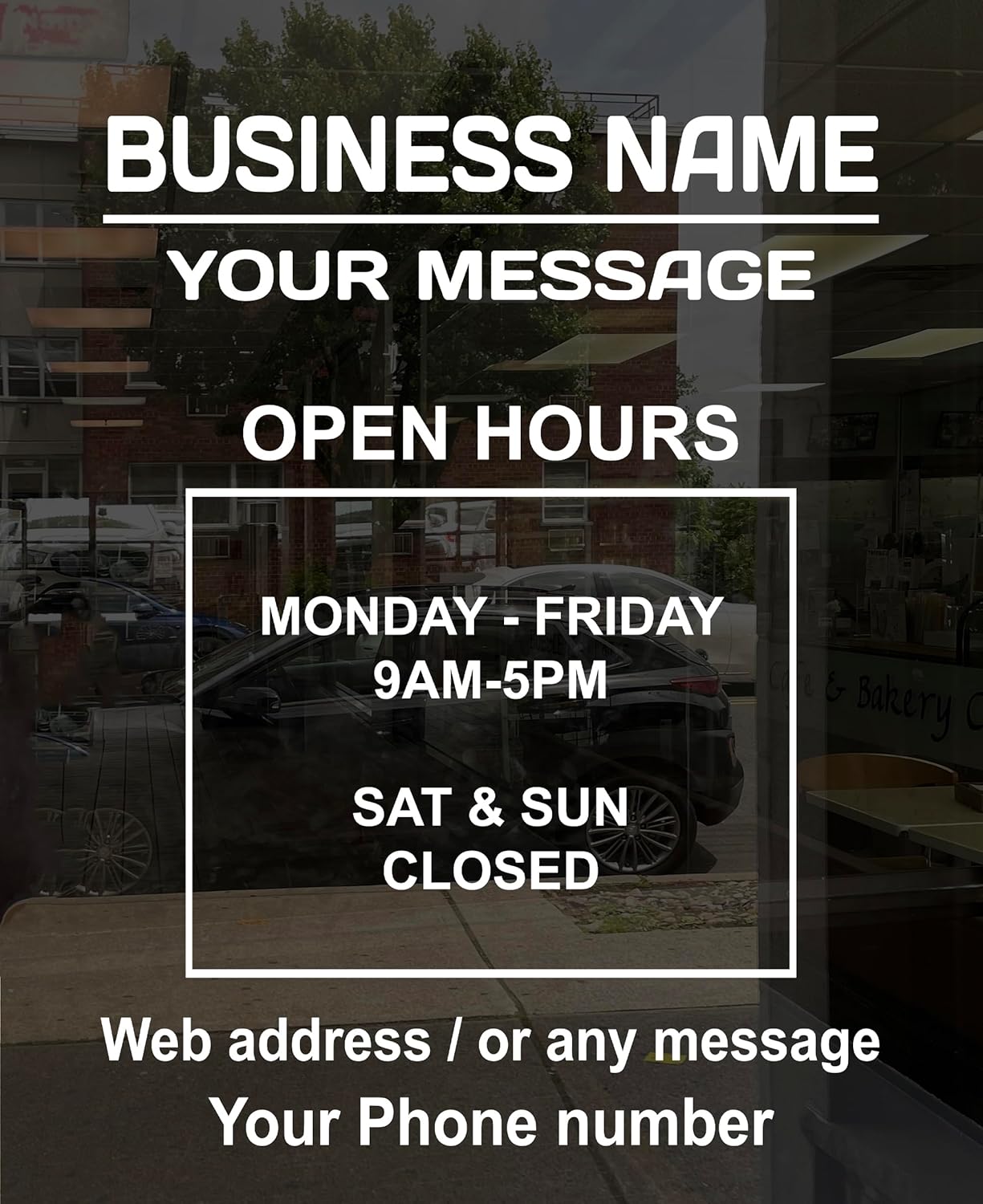 Business Hours Sign for Window – Two Title Lines (Two Line-Portrait)