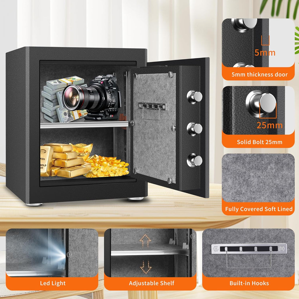 HSGCJS Biometric Fingerprint Safe, Home Safes Box with full Digital Keypad,Security Safe For Home,Office and Hotel-1.93 Cubic Feet
