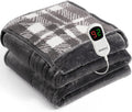 Heated Electric Blanket Twin Size - 62"x84" Flannel Heating Blanket with 10 Heating Levels & 5 Time Settings Over-Heat Protection, Winter Warmer for Adults with ETL Certification（Grey）