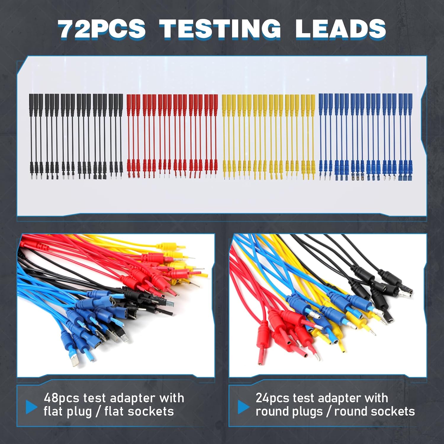 110PCS Automotive Circuit Test Lead Kit, Multimeter Leads Kit,Multi Function Auto Diagnostic Tools with Power Back Probes Test Lead Set Wire Connectors Set with Black Carrying Case,Alligator Clips