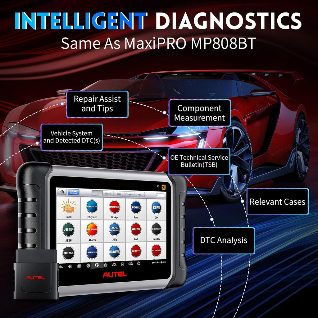 Autel Scanner MaxiCOM MK808Z-TS: Android 11 Based Bi-Directional TPMS Tool, Updated of MK808TS/MK808BT/TS608Pro with Active Test, 28+ Service, Bluetooth All Systems Diagnoses, Advanced TPMS Features