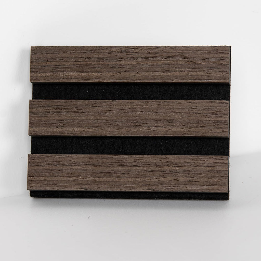 Sample Wood Salt Acoustic Wall Panels, Soundproof Wooden Wall Panels, 3D Fluted Sound Absorbing Panel, Natural Walnut, Sample Pack