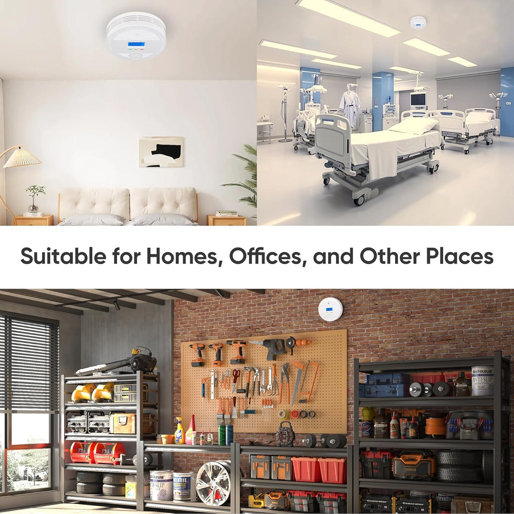 Interconnected Smoke and Carbon Monoxide Detector, 10-Year Battery Wireless Interlinked Smoke & CO Alarm with Dual Sensors, Home Fire & CO Safety Protection (1Pack)
