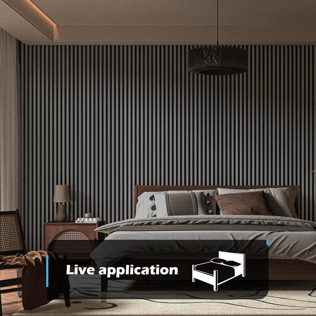 Art3d 2-Pack 48" x 24" Acoustic Wood Panels for Wall, Soundproof Wood Slat Panel for Wall and Ceiling, 3D Fluted Sound Absorbing Paneling for Interior Wall Decor, Living Room, Bedroom - Smoky Oak