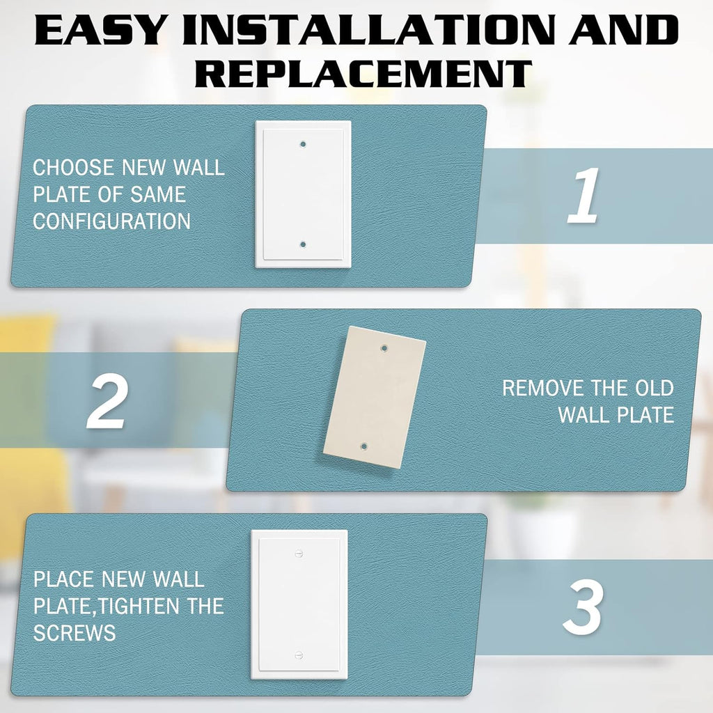 1-Gang Modern Edge Decorative Wall Plate Cover Switch Outlet Single Blank Electrical Faceplate for Light Switches, Smart Switch, GFCI, Dimmers, Receptacle, USB Outlet (4 Pack, Single Blank)